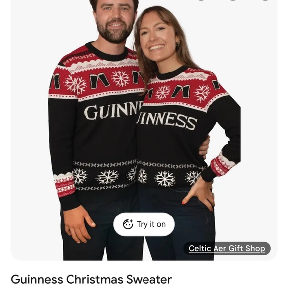 Guinness Black and Red Festive Sweater - Picture 1 of 2